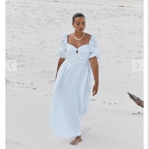MALIK WHITE LINEN MIDI DRESS
